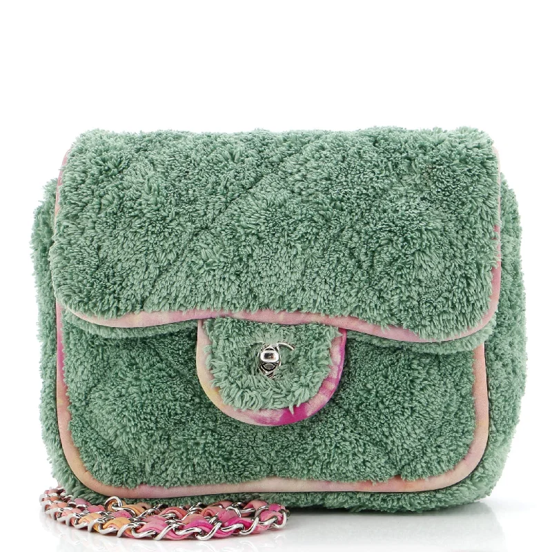 Minimalist Bags For Clean And Modern Aesthetics Classic Single Flap Bag Quilted Terry Cloth and Ribbon Small Minimalist Bags For Clean And Modern Aesthetics Classic Single Flap Bag Quilted Terry Cloth and Ribbon Small