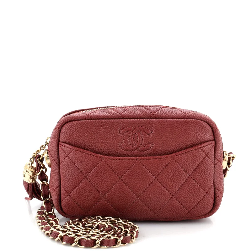 Trendy Bags Coco Tassel Camera Case Quilted Caviar Mini