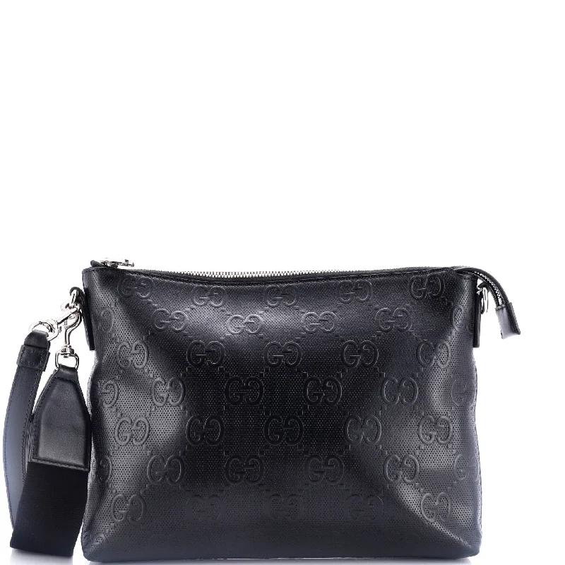 Tote Bag For Office Use Convertible Messenger Bag GG Embossed Perforated Leather Medium Tote Bag For Office Use Convertible Messenger Bag GG Embossed Perforated Leather Medium