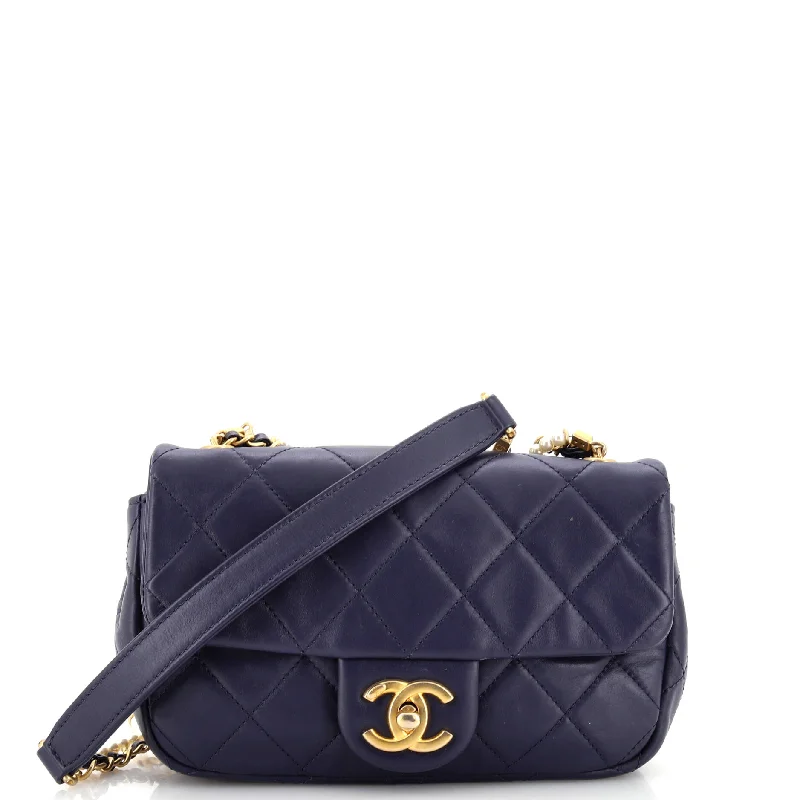 Elegant New Year Party Bags With Flash Sales Crystal Pearls Chain Flap Bag Quilted Calfskin Small Elegant New Year Party Bags With Flash Sales Crystal Pearls Chain Flap Bag Quilted Calfskin Small