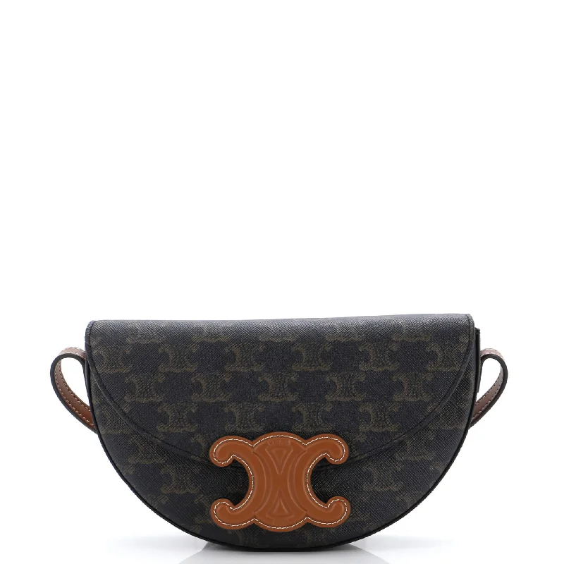 Handbag For Women Cuir Triomphe Besace Flap Bag Triomphe Coated Canvas