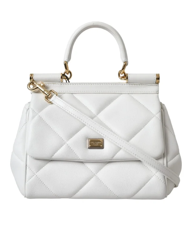 Trendy Bags For Teenage Girls Dolce & Gabbana White Quilted Leather SICILY Shoulder Purse Satchel Bag Trendy Bags For Teenage Girls Dolce & Gabbana White Quilted Leather SICILY Shoulder Purse Satchel Bag