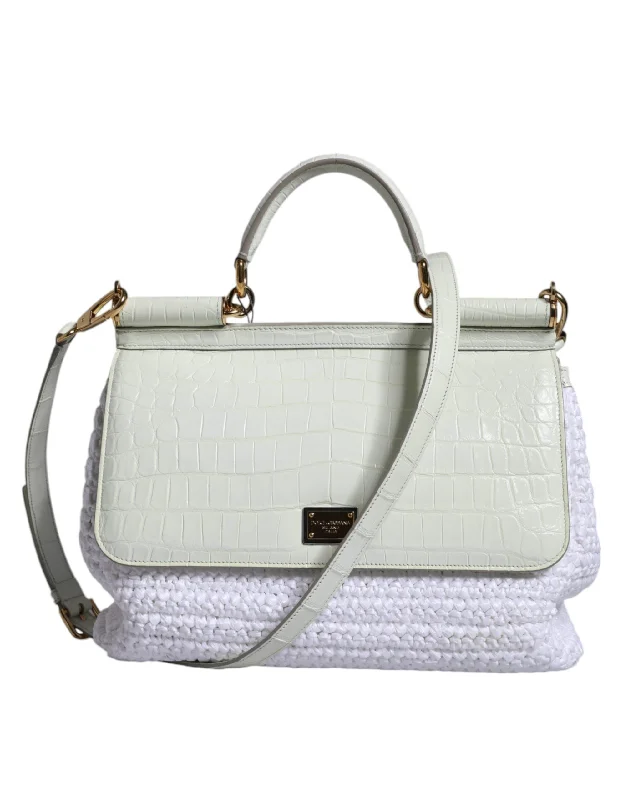 Flash Sale On Premium Bags Dolce & Gabbana White Rafia Leather SICILY Crossbody Bag Flash Sale On Premium Bags Dolce & Gabbana White Rafia Leather SICILY Crossbody Bag