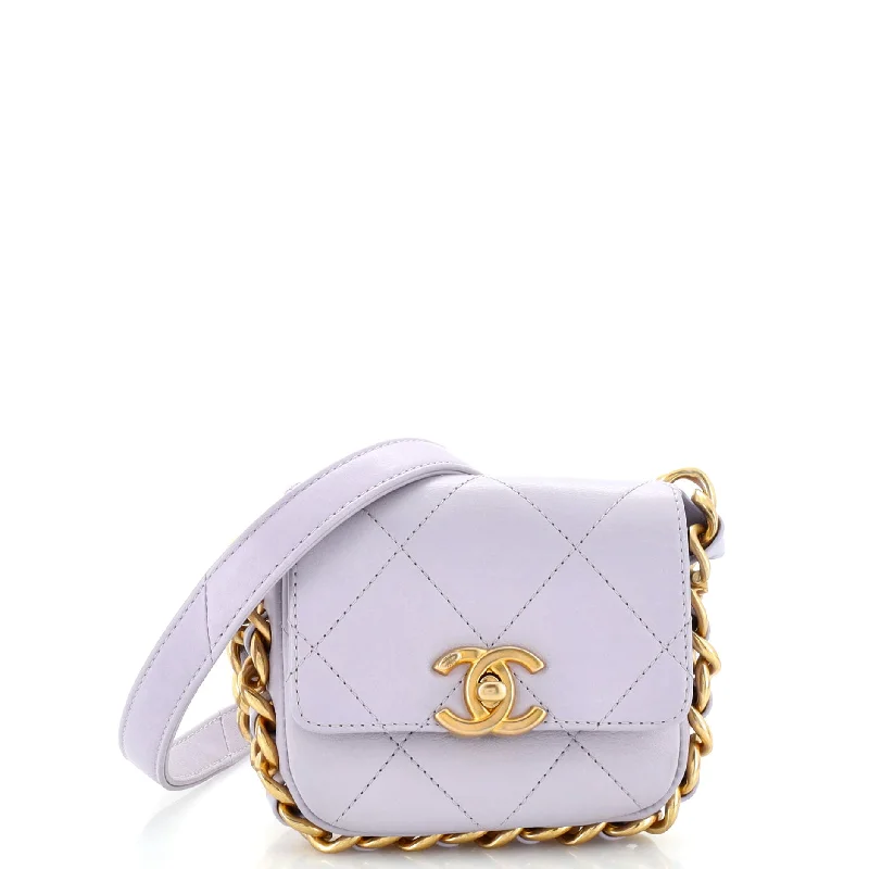 Bags For Free-Spirited And Artistic Styles Framing Chain Flap Bag Quilted Calfskin Mini