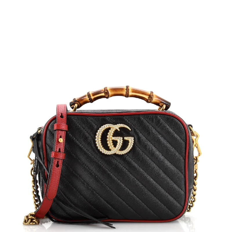 Eco-Friendly Bags With Discounts Marmont Torchon Bamboo Camera Bag Diagonal Quilted Leather Small Eco-Friendly Bags With Discounts Marmont Torchon Bamboo Camera Bag Diagonal Quilted Leather Small