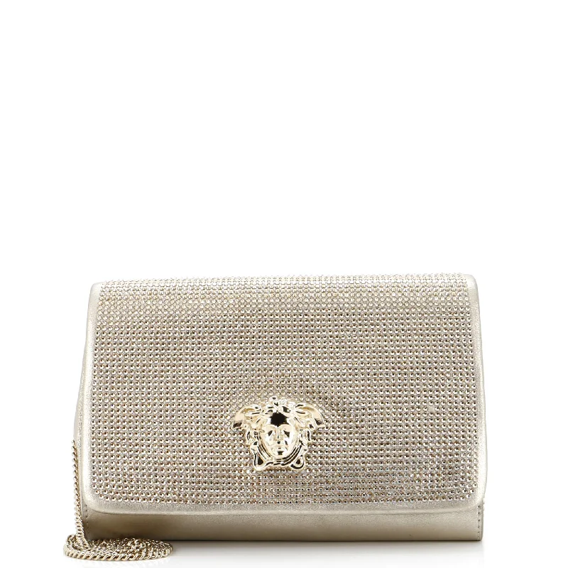 Eco-Friendly Bags With Discounts Palazzo Medusa Chain Crossbody Bag Crystal Embellished Leather Eco-Friendly Bags With Discounts Palazzo Medusa Chain Crossbody Bag Crystal Embellished Leather