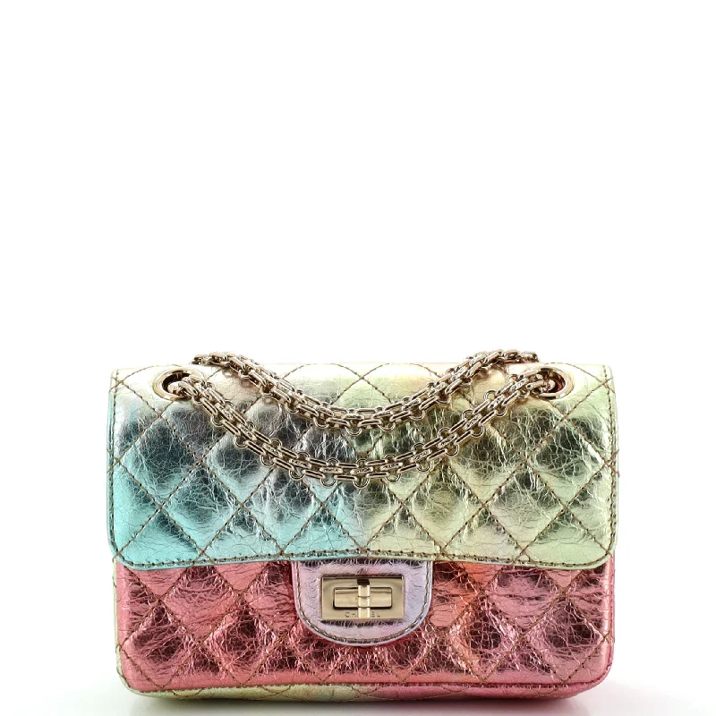 Sporty Bags For Active And Athletic Lifestyles Rainbow Reissue 2.55 Flap Bag Quilted Multicolor Metallic Goatskin Mini Sporty Bags For Active And Athletic Lifestyles Rainbow Reissue 2.55 Flap Bag Quilted Multicolor Metallic Goatskin Mini