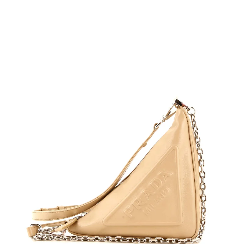 Festival Bags For Concerts And Events Triangle Logo Zip Chain Crossbody Bag Embossed Leather Small Festival Bags For Concerts And Events Triangle Logo Zip Chain Crossbody Bag Embossed Leather Small