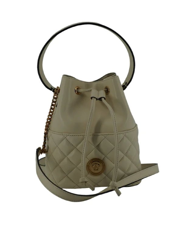Vibrant Bags With Discounts Versace Lamb Leather Small Bucket Shoulder Women's Bag Vibrant Bags With Discounts Versace Lamb Leather Small Bucket Shoulder Women's Bag